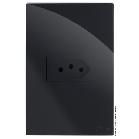 Conjunto Tomada 10A Horizontal 4x2 - RECTA Preto Black Gloss Conjunto Tomada 10A Horizontal 4x2 - RECTA Preto Black Gloss